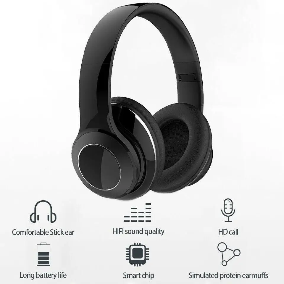 

Bluetooth Headset with Microphone Noise Cancelling Headphones Over Ear Stereo Earphones Foldable Wireless Headset r25