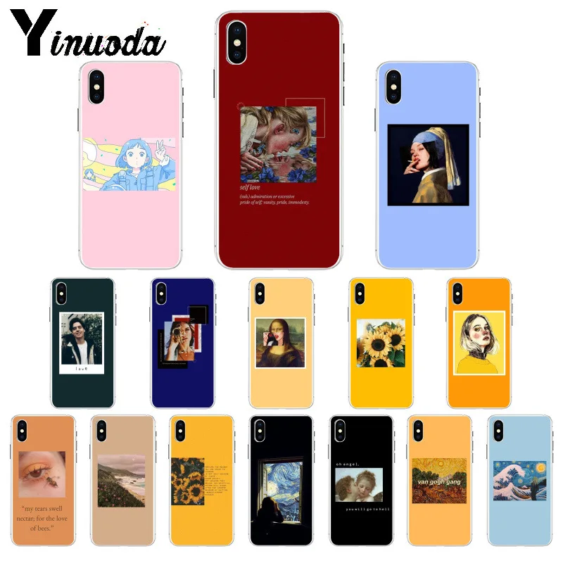 

Yinuoda Great art aesthetic van Gogh Mona Lisa art painting TPU Soft Phone Case for iPhone 8 7 6 6S Plus X XS MAX 5 5S SE XR