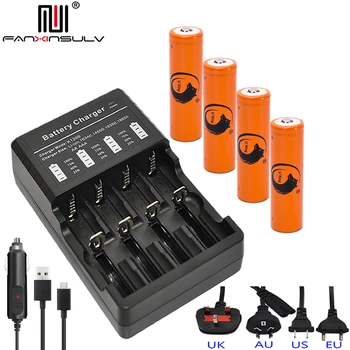 

4x 3.7v 18650 battery Lithium Rechargeable Battery+ 18650 LCD Multi four Charger 16340 14500 CR123A Charger Flashlight batteries