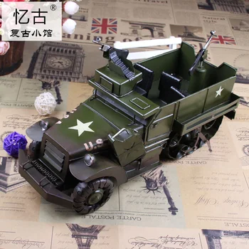 

World War II American Half Track Armored Vehicle Model Creative Iron Military Trucks Craft Gift Home Bar Decoration