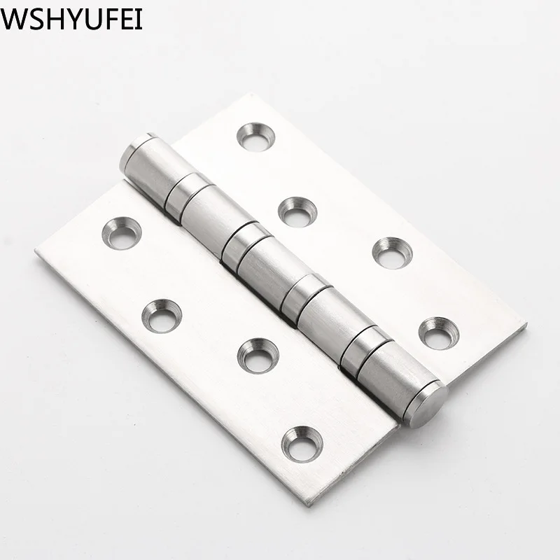 2pcs//lot Stainless Steel Flat Hinge Hinge Mute Bearing 4 inch Hinge Door Folding Interior Door Hardware Accessories Hinge Color: 4X3X3