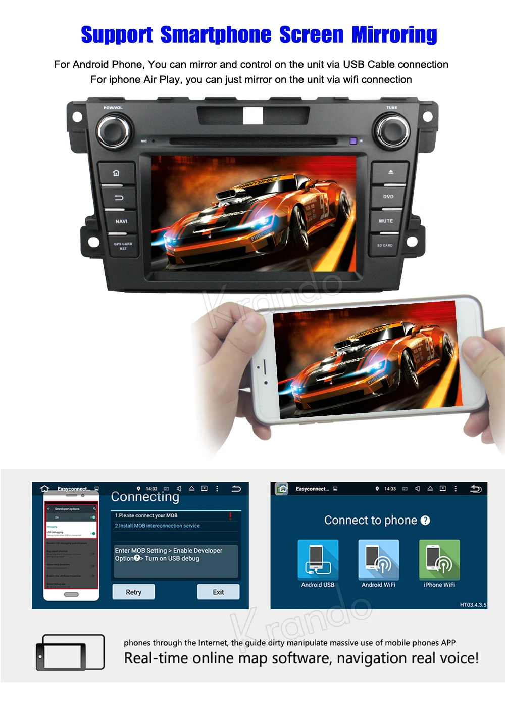Perfect Krando Android 8.0 car radio gps navigation system for Mazda CX-7 2007-2015 dvd player multimedia stereo Wifi 3g support bose 4