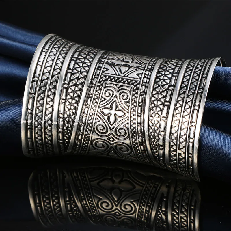 Женский винтажный браслет на руку с открытым концом и цветком|cuff bangle|flower carvingcuff