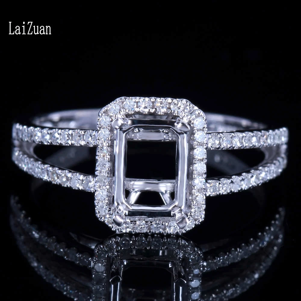 10K Yellow Gold Ring Diamond Semi-Mount Engagement Wedding 8X6mm Emerald Cut 