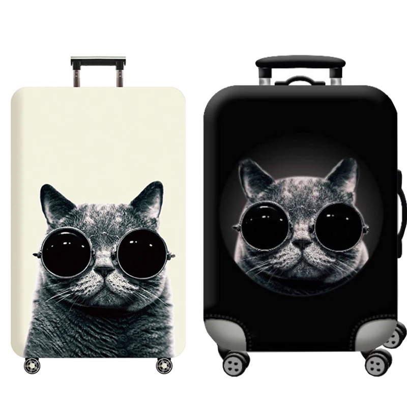 

Travel Accessories Luggage Cover Suitcase Protection Baggage Dust Cover Trunk Set Trolley Case Elasticity Glasses Cat Pattern