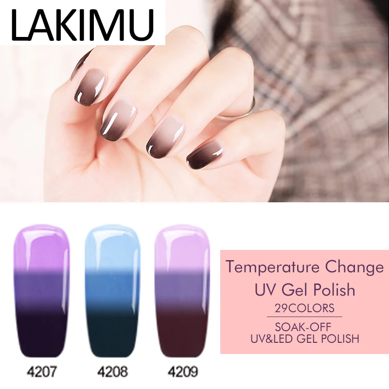 

LAKIMU 8ml Temperature Change Gel Varnish Thermal Hybrid Gel Lacquer Nail Polishes Decorations for Nails Everything for Manicure