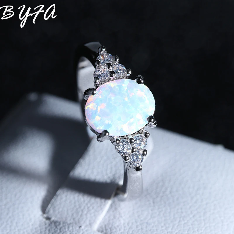 

1pc Simple Fashion Classic Trendy Colorful Big Oval Egg Shape White Fire Opal Ring Cubic Zircon Engagement Wedding Ring Jewelry