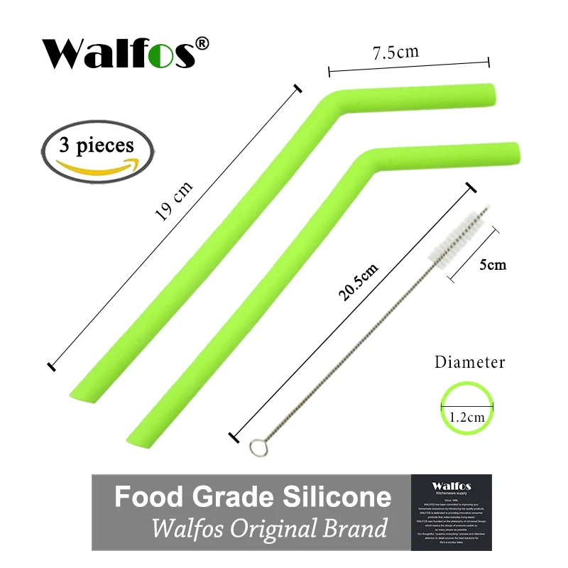 WALFOS 2 шт Высокое качество 304 пищевая нержавеющая сталь металл питьевой соломы Многоразовые трубочки+ 1 щетка для очистки - Цвет: big green