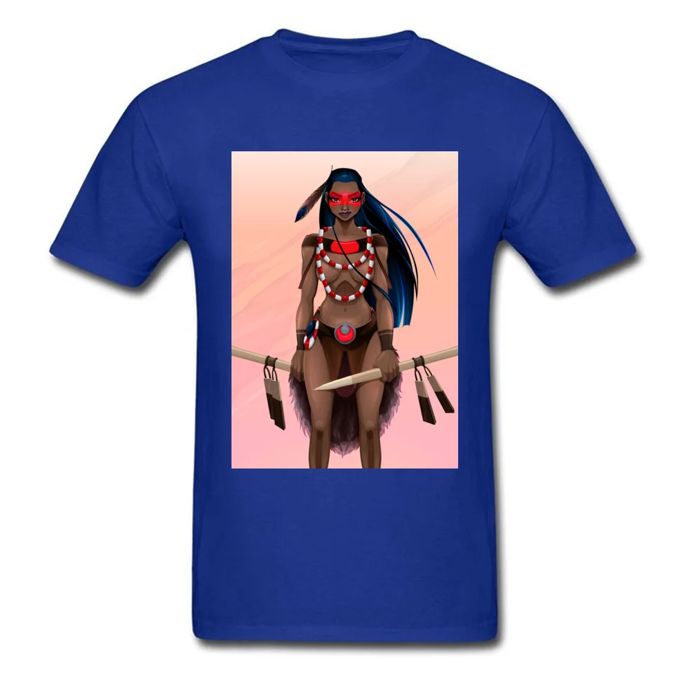Amazon warrior 100% Cotton Normal Tops Shirt Prevalent Short Sleeve Men Tshirts Casual Mother Day Clothing Shirt Round Neck Amazon warrior blue