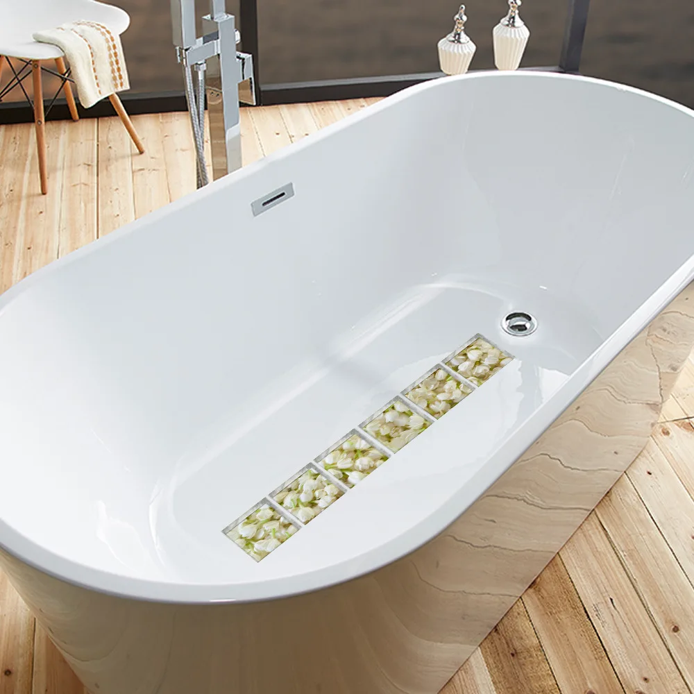 Funlife Нескользящие водонепроницаемые самоклеящиеся наклейки для ванной, 3D наклейки для ванной, романтические коврики для ванной комнаты Жасмин наклейки на пол, на стену