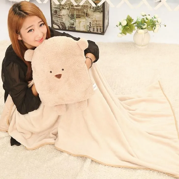 Подушка для хомяка 40X35 см, плюшевая подушка с одеялом, подушка для отдыха с мишкой, Подушка для спины, кондиционер, одеяло, 2 в 1