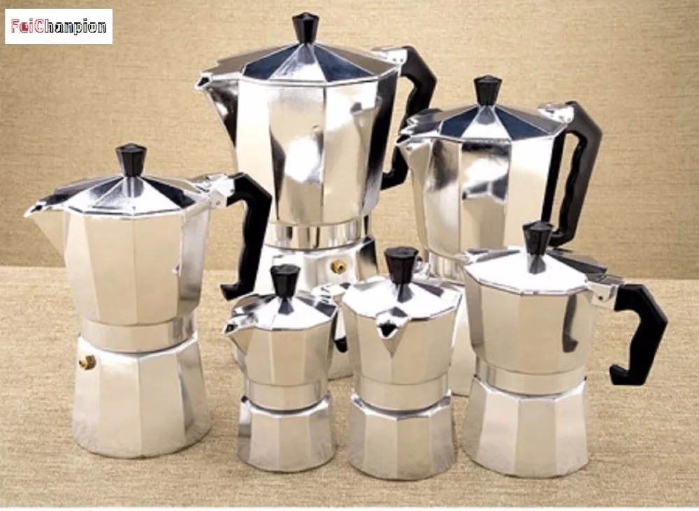 FeiC 1 шт. алюминиевый moka горшок Bialetti стиль 1-12 чашек Эспрессо кофеварка для газовой плиты варочная поверхность для бариста