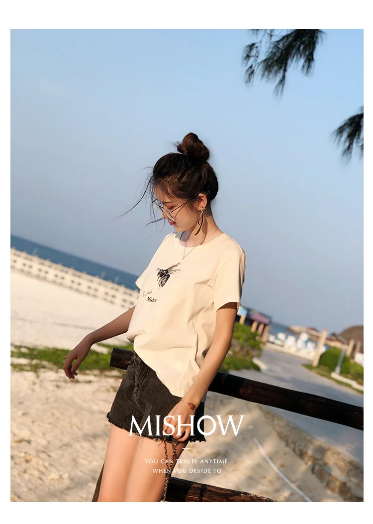 Mishow Женская футболка с коротким рукавом "пчела" MX18A3335