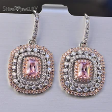 

ShiPei Brand Luxurious Elegant Women Earrings Dangle Square Cubic Zircon Drops Earrings For Lady/Girls Party/Travelling