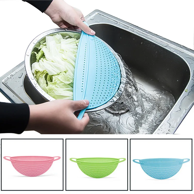 

Hoomall Handle Type Fruit Vegetable Wash Colander Rice Washing Drain Board Pot Funnel Strainers Water Filters Kitchen Tools