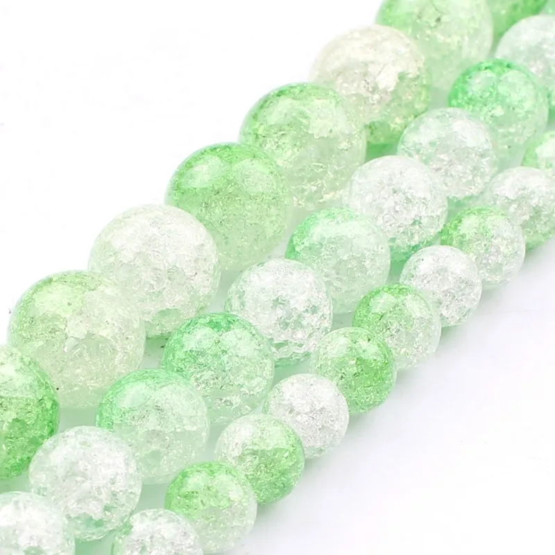 Natural Stone White Green Cracked Quartz 6 8 10mm Round Loose Beads for Jewelry Making Diy Bracelet Necklace 15 Inch Wholesale | Украшения