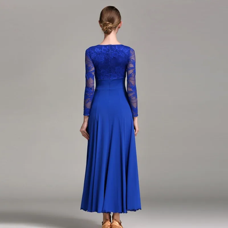 

Lace Splicing Big A Hemline Ballroom Dance Dress Women Standard Social Dress Tango Waltz Costumes Spanish Dance Wear