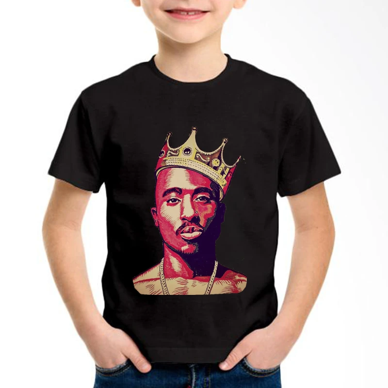 2pac/Детские хлопковые футболки в стиле хип хоп с принтом Swag детские летние Tupac Amaru