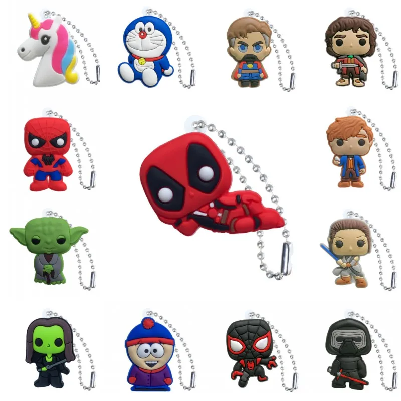 

1pcs PVC Keychain Cartoon Figure Star Wars Spiderman Key Chains Key Ring Key Holder Key Cover Fashion Charms Trinkets Kids Gift