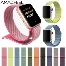AMAZFEEL спортивный нейлоновый ремешок для Apple Watch Band цветная нейлоновая петля застежка тканый браслет на запястье для iwatch 1 2 3 ремешки для часов