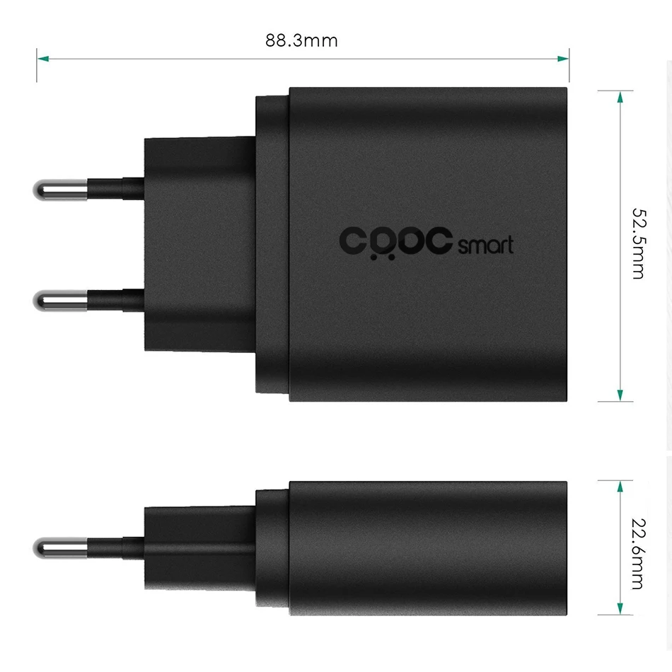 Qc 3. сетевая зарядка aukey pa-t16. 0 зарядка 2 usb. зарядники для телефонов. 0/2usb black.