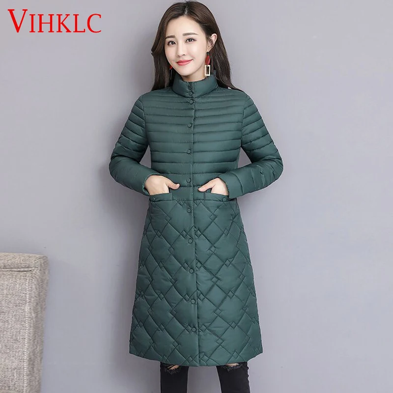 Thin Cotton Padded Quilted Jacket Women Parka Female Coat Slim Stand ...