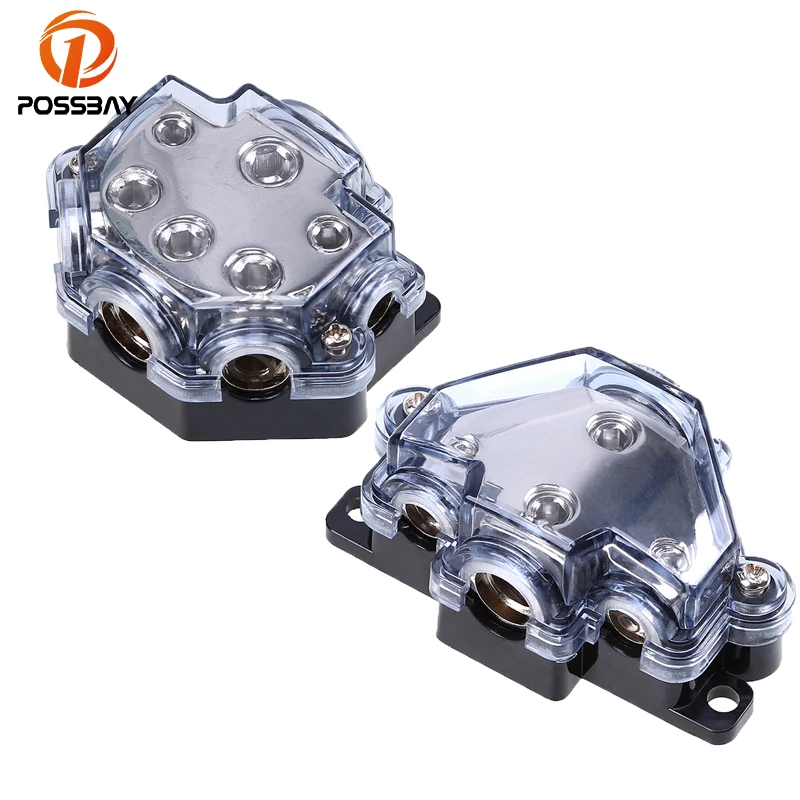 

POSSBAY Universal Car Audio 1 Way In 3 Ways Out / 1 Way In 5 Ways Out Power Distributor Block Fuse Holder Fuse Box Black