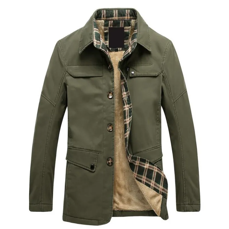 Осенне-зимняя мужская куртка повседневная бархатная куртка однотонный деловой хлопковое пальто большого размера M-4XL