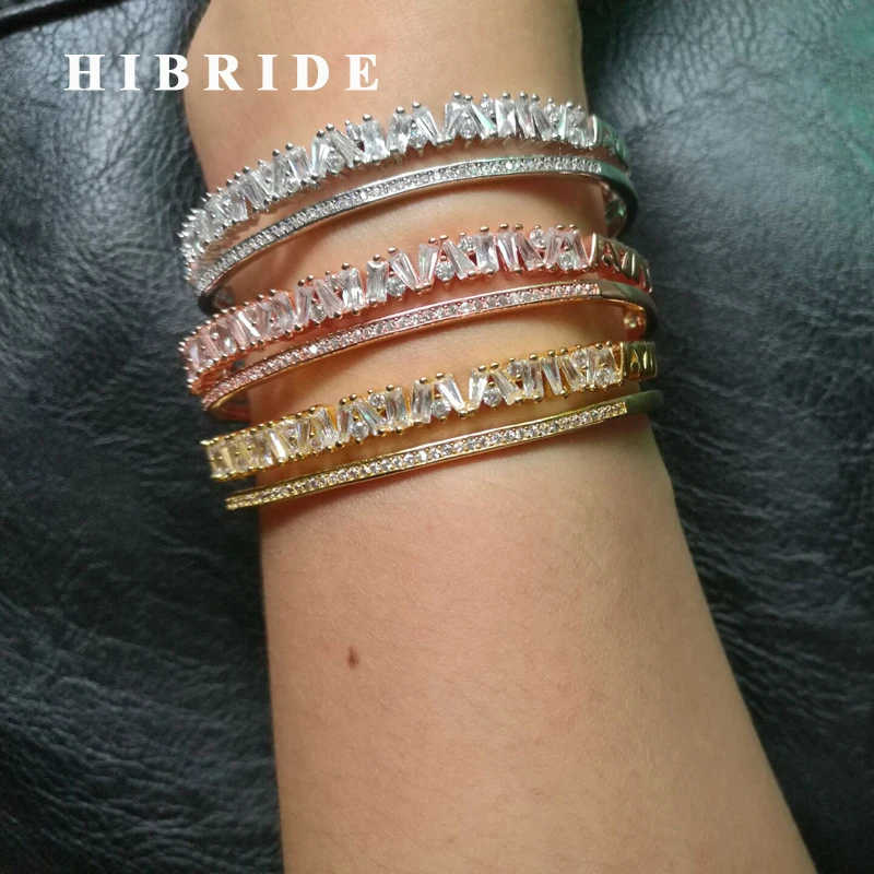 HIBRIDE Новый Дизайн Дубай ювелирные изделия для женщин багет браслеты и