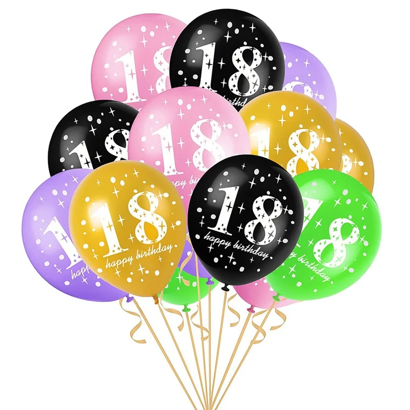 10 шт 12 дюймов латексные шары Happy 18th шарики ко дню рождения для взрослых 18 лет