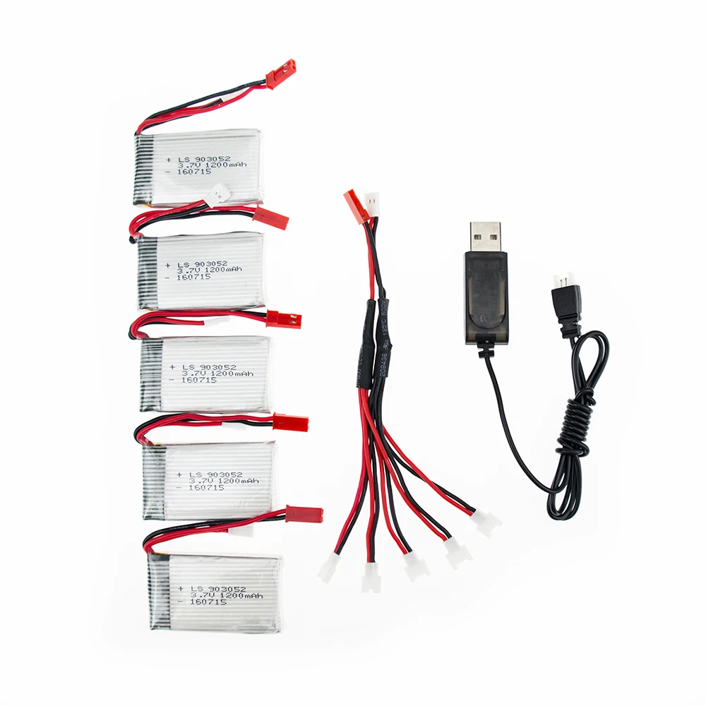 USB кабель зарядного устройства для Syma X5SW X5SC M18 H5P 3 7 в 1200 мАч 5 шт.|lipo battery|3.7v 1200mahbattery