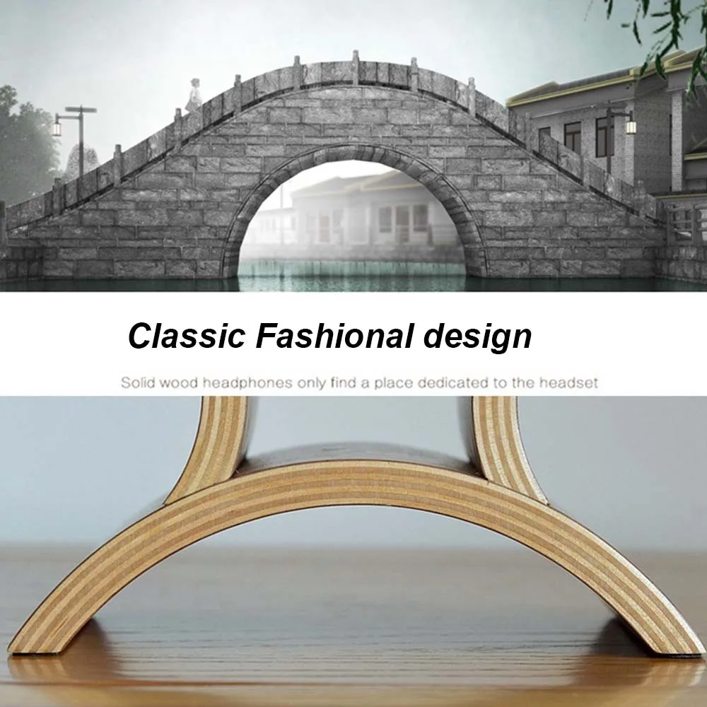 JINSERTA Classic Wooden Headphone Headset Stand Earphone Holder Walnut Hanger Display Shelf Earphone Accessories