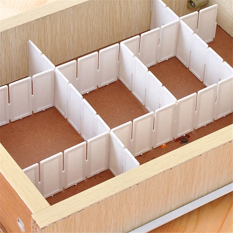 

2pcs/6pcs Plastic DIY Grid Drawer Separator Divider Household Necessities Underwear Storage Organizer V5892