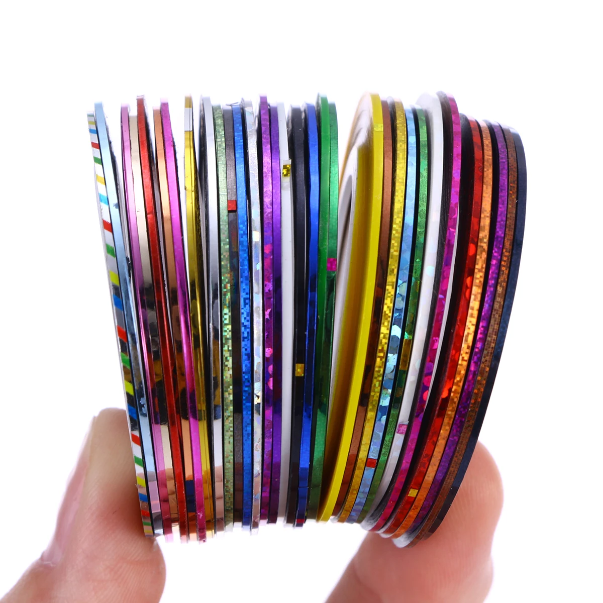 

32 Colors Nail Art String Tape Line Stickers for Nail Decoration Striping Tip Tape Roller Dispenser Self-adhesive Nail Stickers