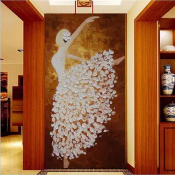3D Custom Photo Modern Mural Wallpaper Roll For Living Room Hallway Murals Ballerina Girl Oil Painting Bedroom Entrance Decor custom photo wallpaper 3d stereo dinosaur theme large murals primitive forest living room bedroom backdrop decor mural wallpaper