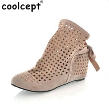 Women Boots Big Size 34-43 Gladiator Cutout Flat Round Toe Low Hidden Wedges Women’s Summer Ankle boots Zapatos Fashion Cute Hot