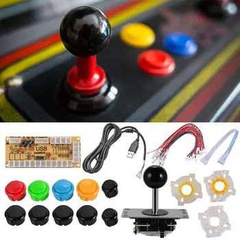 

Zero Delay Arcade Game DIY Kits Parts USB Encoder Board + Joystick Controllers + Push Buttons + Round/Square/Octagonal Gasket