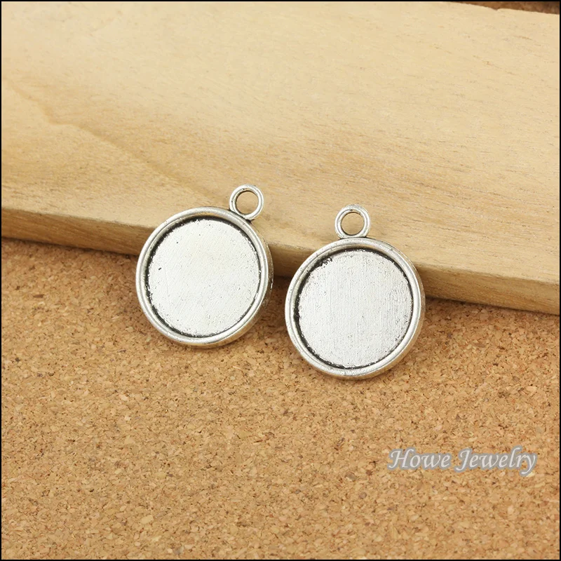 

50pcs silver tone plated round Cameo/Cabochon frame pendant fit for necklaces & pendants DIY jewelry Accessories B078