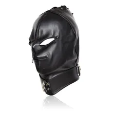 Fetiche de Cuero de LA PU Sexy Máscara, Bondage Campana Con Los Ojos Abiertos y La Boca Cremallera Cosplay Máscara Esclavo, Juego Para Adultos Juguetes eróticos Para Pareja
