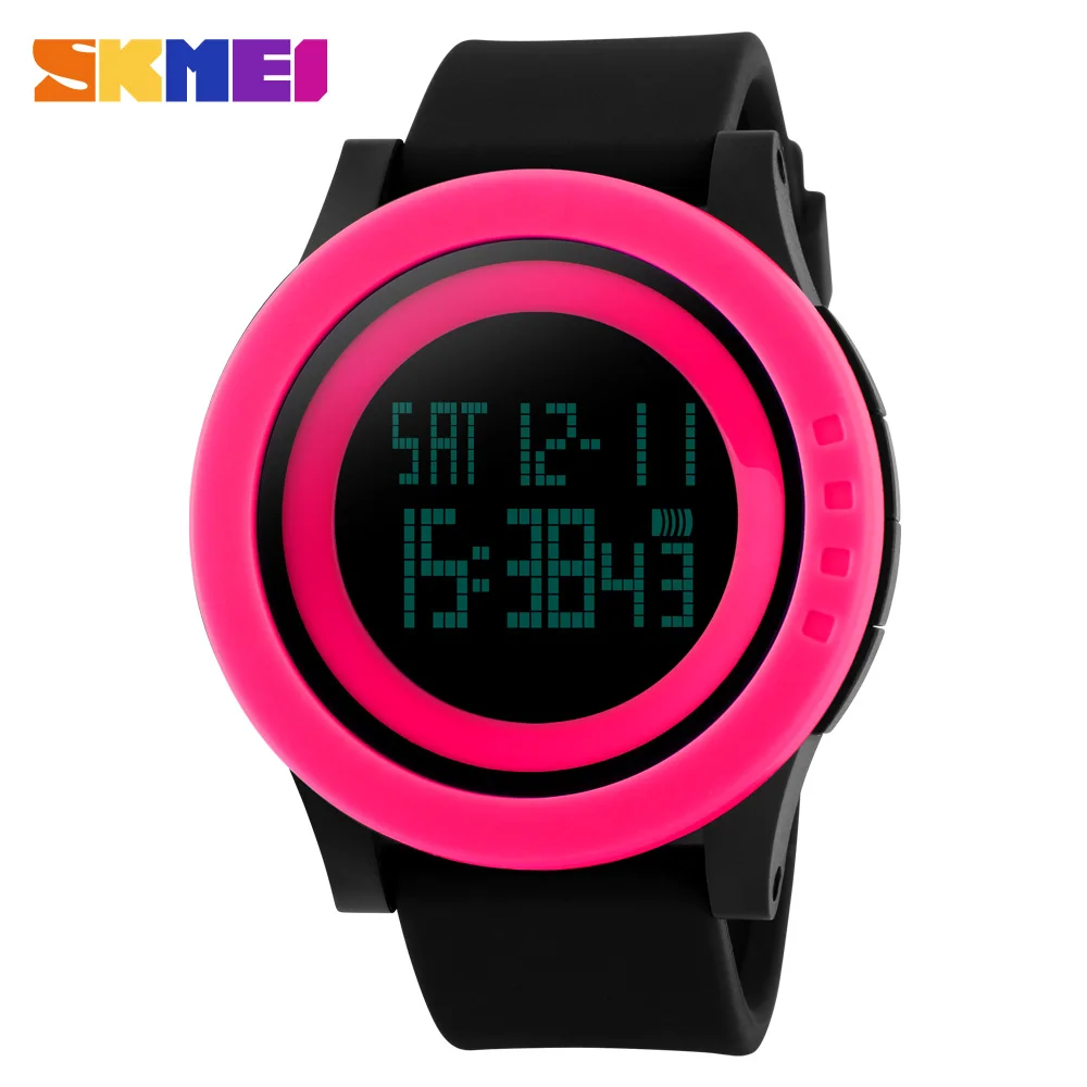 SKMEI 1142 силиконовые цифровые часы для женщин спортивные водонепроницаемые электронные наручные часы модные повседневные часы с большим циферблатом Montre Homme - Цвет: Red Black