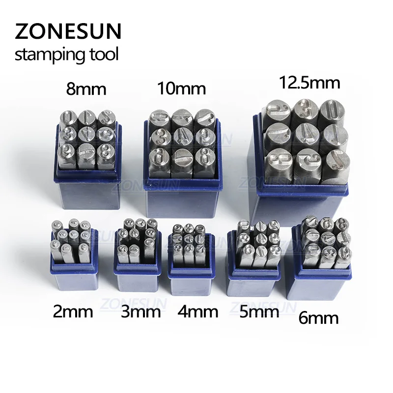 ZONESUN 9 шт. углеродистая сталь античный оловянный номер "0-9" прямоугольные штамповочные инструменты 65 мм(2 4/") x 11 мм, 1 набор