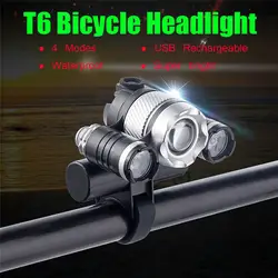 USB Перезаряжаемые XML T6 светодиодный велосипед света спереди Велоспорт головной свет лампы фонарик велосипедов Лампа с USB кабель #2A28