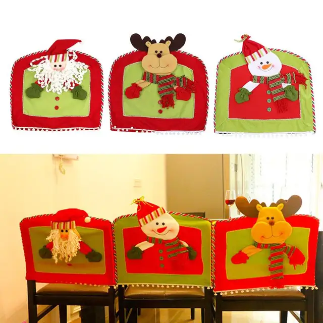 Christmas Santa Claus Snowman Chair Covers Dining Room Cover Seat Back Coat Home Party Christmas Santa Claus Snowman Chair Covers Dining Room Cover Seat Back Coat Home Party