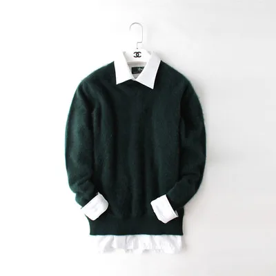 LOVELY-JINNUO новые настоящие норковые кашемировые свитера мужские настоящий норковый кашемировые пуловеры, свитеры цена S275 - Цвет: dark green