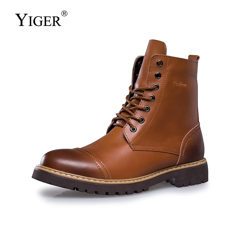 

YIGER New Men Martins Boots winter Cotton shoes men Army boots Men's high-top outdoor casual boots male Lace-up combat boots 232