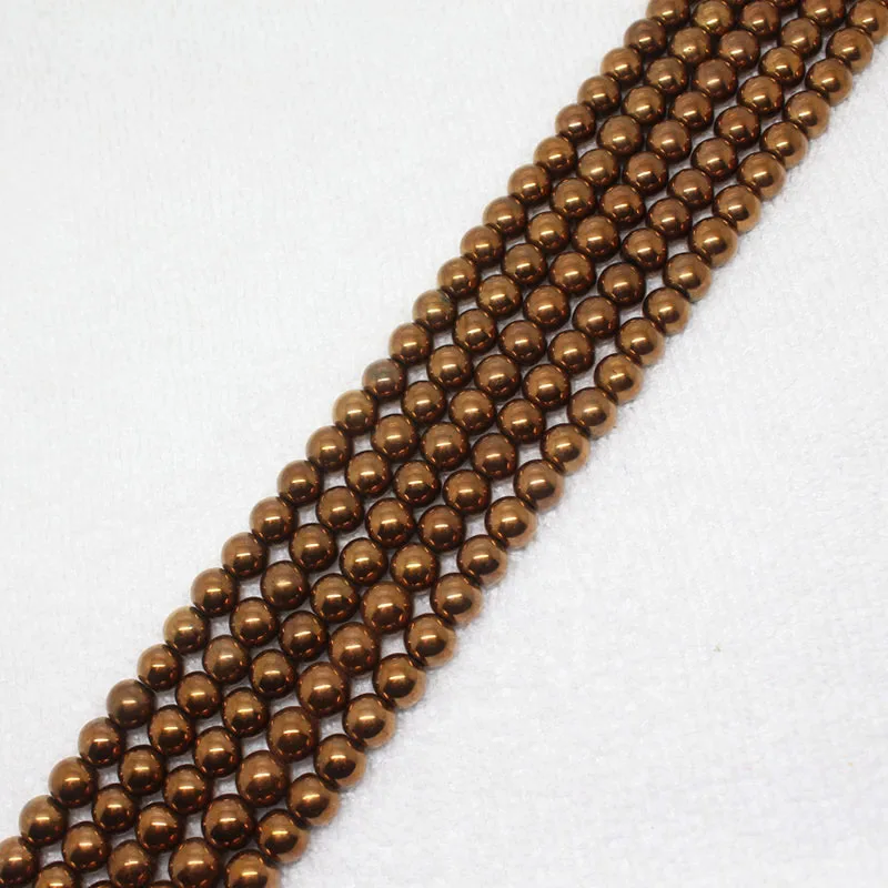 Mini. Ordine È $7! 2-12Mm Bronzo Rame Placcatura Ematite Ironstone Distanziatore Rotondo Sciolto Perline Fai Da Te 15"
