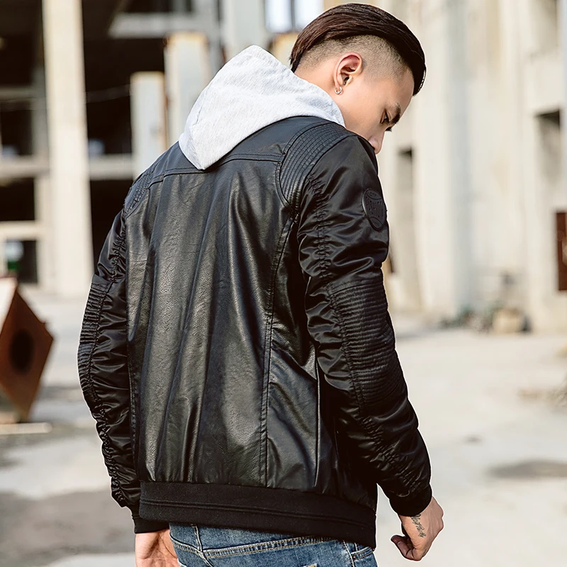 Лоскутная куртка бомбер Jaket Мужчины искусственная кожа Бейсбол jaket