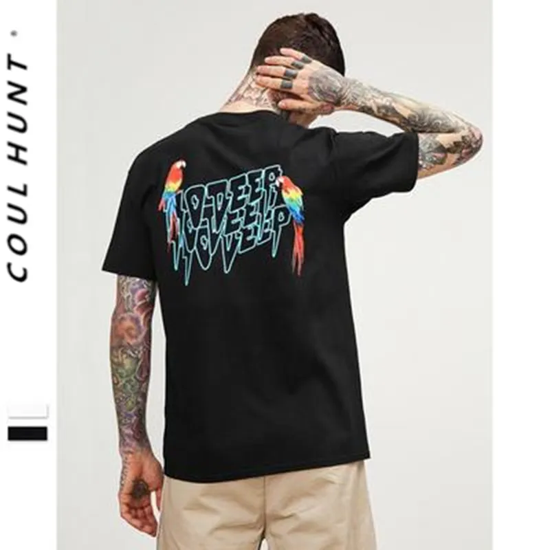 

2019 New Parrot Pet Macaw Printed Short Sleeve T Shirt Mens Summer Hip Hop Parrot Printed O Neck Casual Cotton Tops Tees for Men