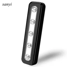 1PCS Wireless 5 LED Night Light Under Cabinet Wardrobe Closet Kitchen Push Touch Tap Night Light Lamp Stick On Battery Power