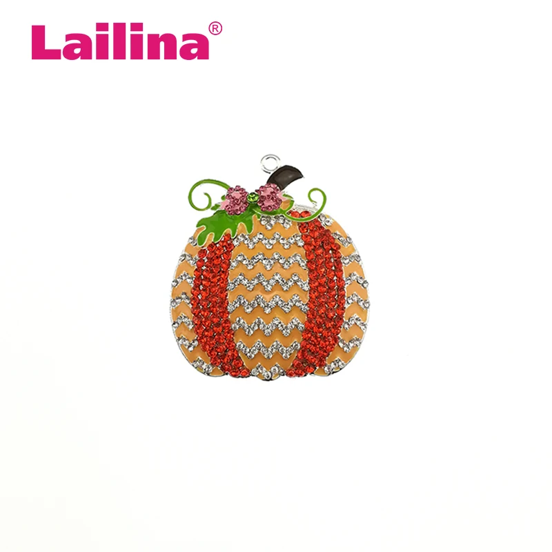 

10pcs/lot Mixed color orange rhinestone pumpkin pendant charm